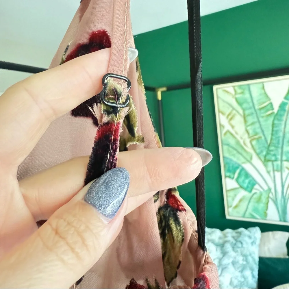 Mauve and Red Floral Burnout Mini Slip Dress | Small - Picture 8 of 13